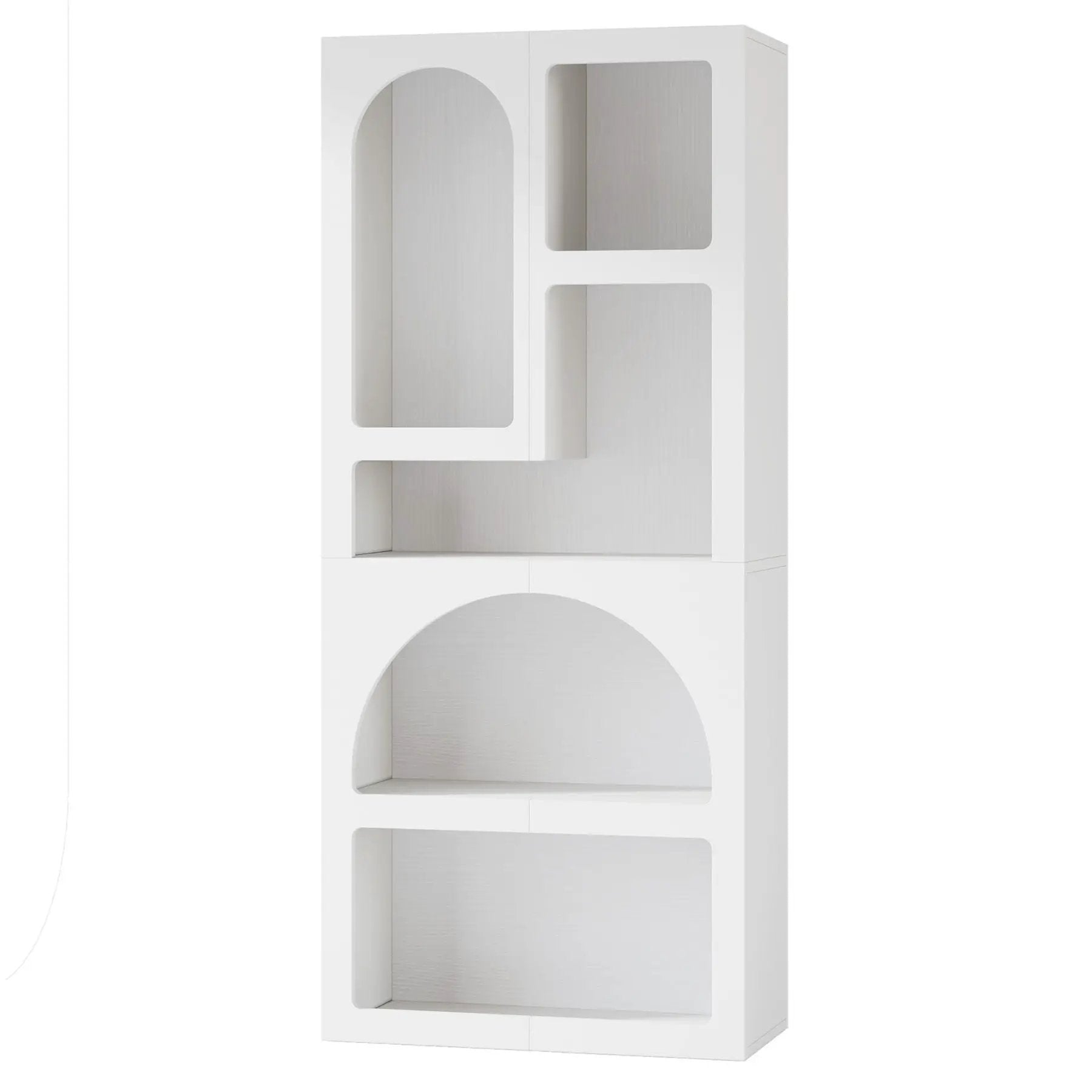 Geometric Arched 5 Shelf Art Display Bookcase For Living Room - White by HouseOfZazla