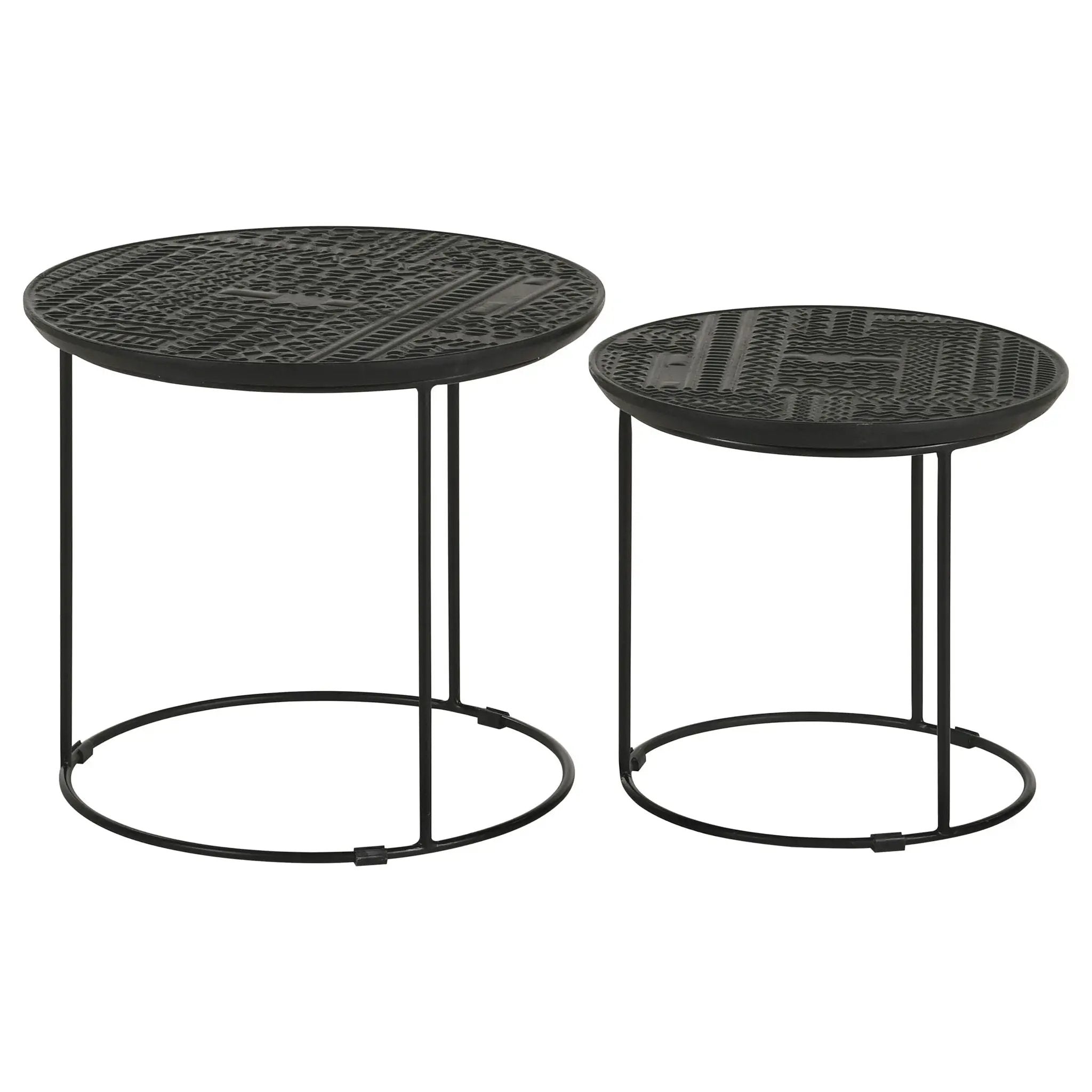 Loannis 2-piece Round Mango Wood Nesting Table Matte Black by Unique Piece Furniture