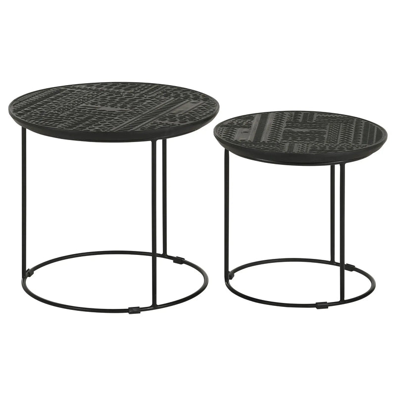 Loannis 2-piece Round Mango Wood Nesting Table Matte Black by Unique Piece Furniture