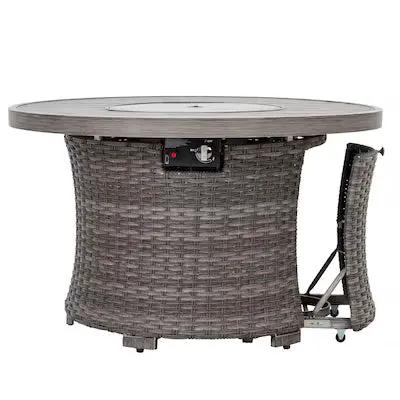 Tenaya Round Wicker FirePit Table with Metal Cover by Outdoor-USA®