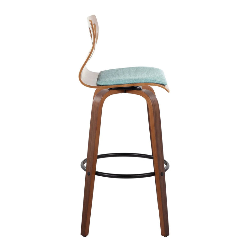 Folia - Mid Century Modern Fixed Height Barstool With Swivel With Round Footrest (Set of 2) by Unique Piece Furniture