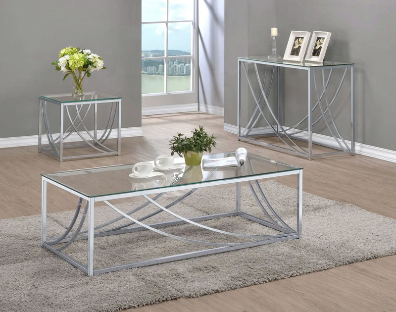 Lille Square Glass Top Side End Table Chrome by Unique Piece Furniture