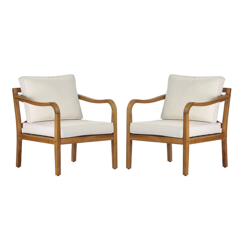 Acacia Wood Patio Furniture Club Chair Set of 2 by HouseOfZazla