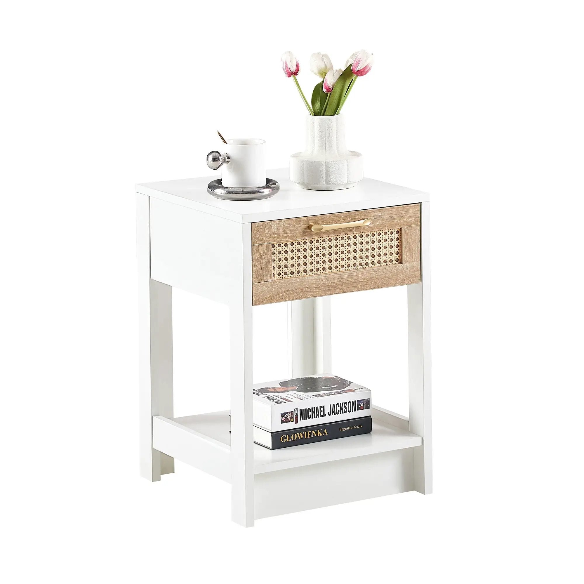 15.75" Rattan End Table With Drawer, Modern Nightstand, Side Table For Living Room, Bedroom by HouseOfZazla