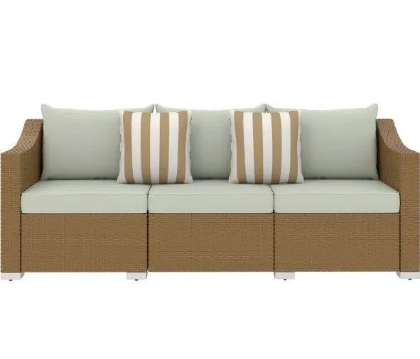 Rattan Wicker Seater Patio Couch with Cushions and Throw Pillows by HouseOfZazla
