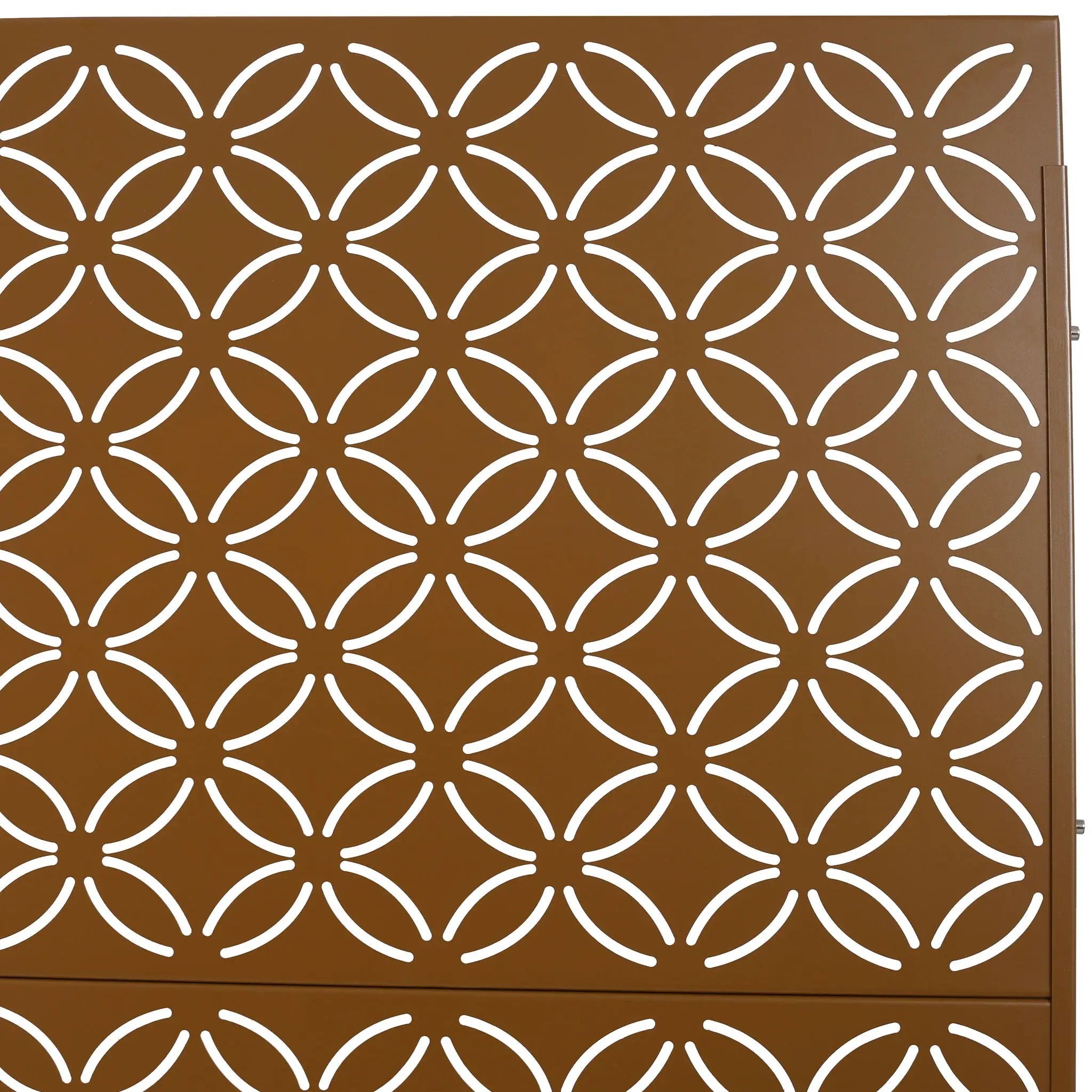 Freestanding Decorative Privacy Screen For Deck Balcony Patio, Metal Privacy - Brown by HouseOfZazla