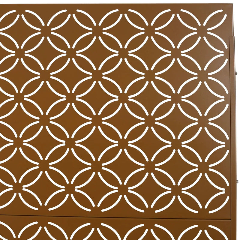 Freestanding Decorative Privacy Screen For Deck Balcony Patio, Metal Privacy - Brown by HouseOfZazla