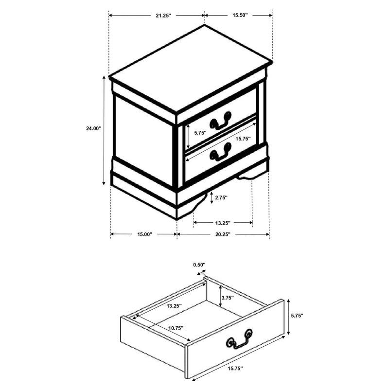 Demetra - 2 Drawer Nightstand - Cappuccino by HouseOfZazla