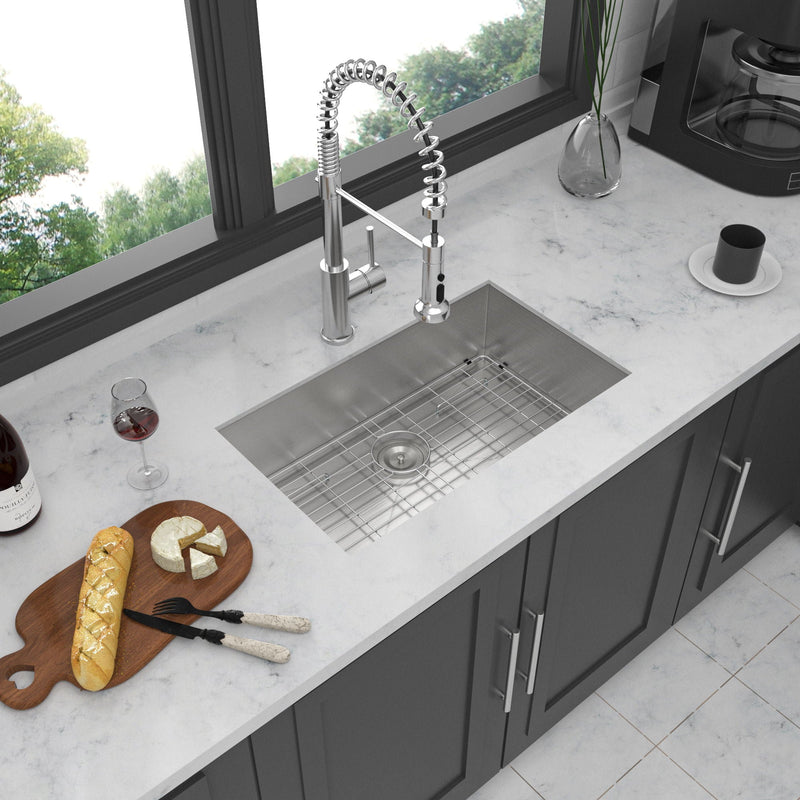 Modern Undermount Stainless Steel Kitchen Sink 16 Gauge, Deep Single Bowl by HouseOfZazla