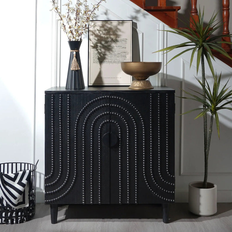 2 Door Storage Cabinet With Adjustable Shelf - Black by Unique Piece Furniture