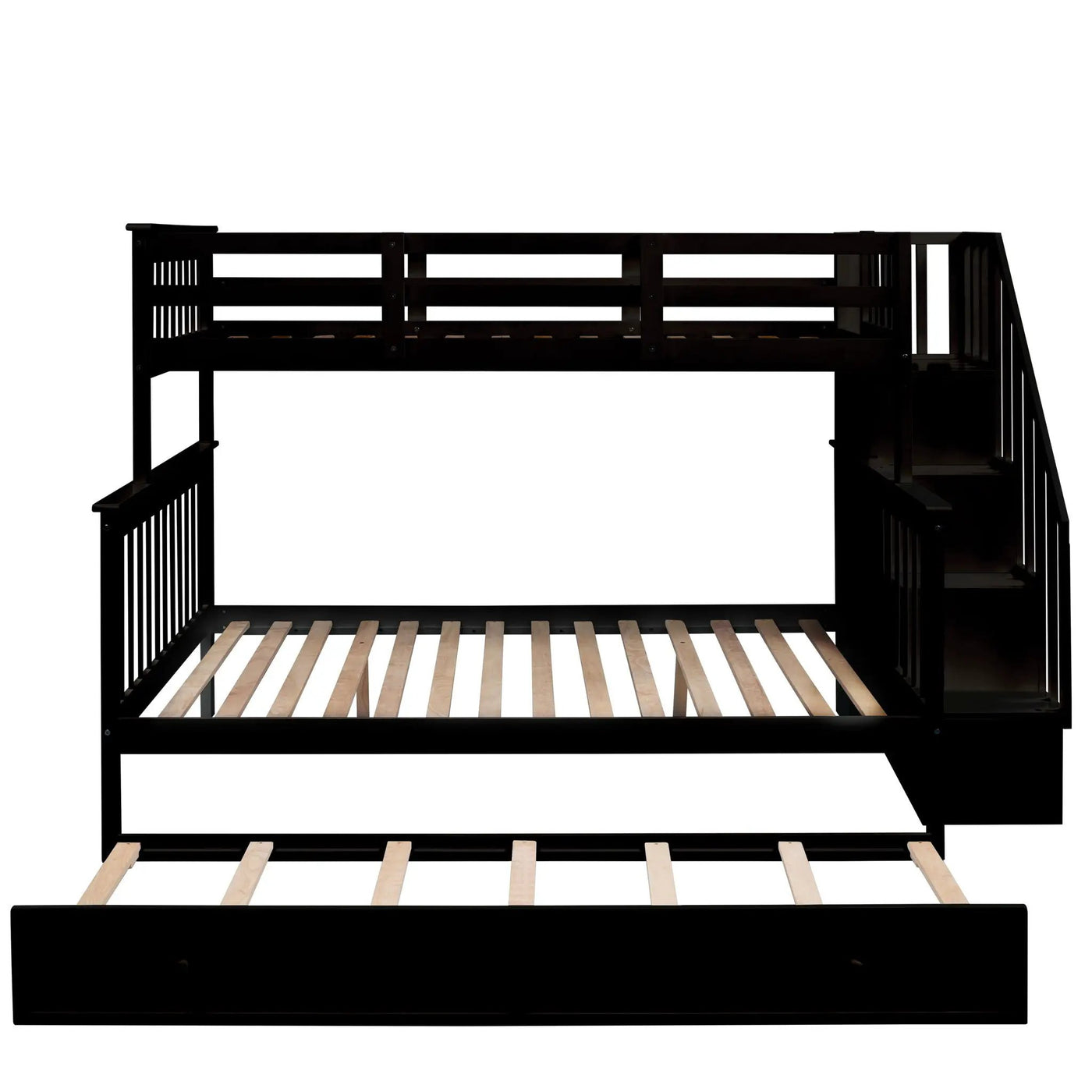 Bunk Bed With Twin Size Trundle, Storage And Guard Rail For Bedroom by Unique Piece Furniture