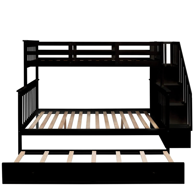 Bunk Bed With Twin Size Trundle, Storage And Guard Rail For Bedroom by HouseOfZazla