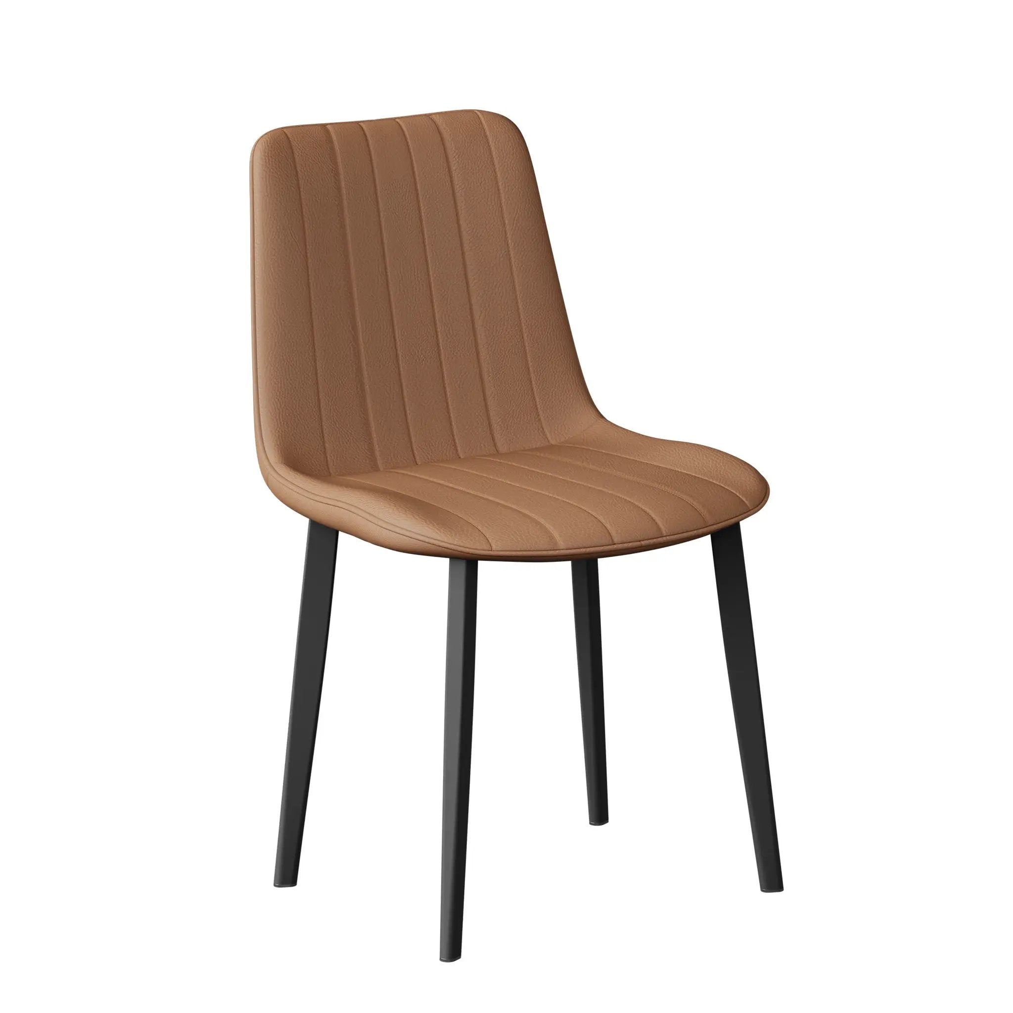 Brown PU Leather Dining Chair with Metal Legs - Set of 4 by HouseOfZazla