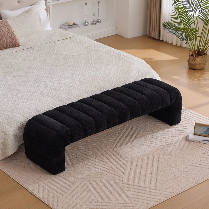 Modern Upholstered Armless Bed Bench With Channel Tufted Design by HouseOfZazla