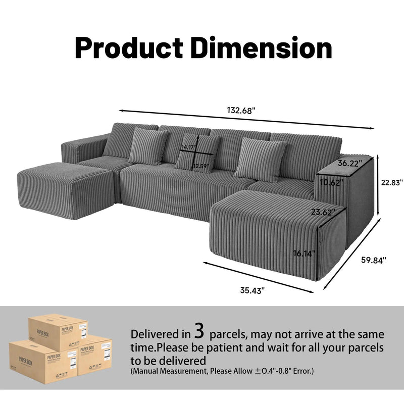Modular U-Shaped Sectional Sofa With Reversible Design by HouseOfZazla