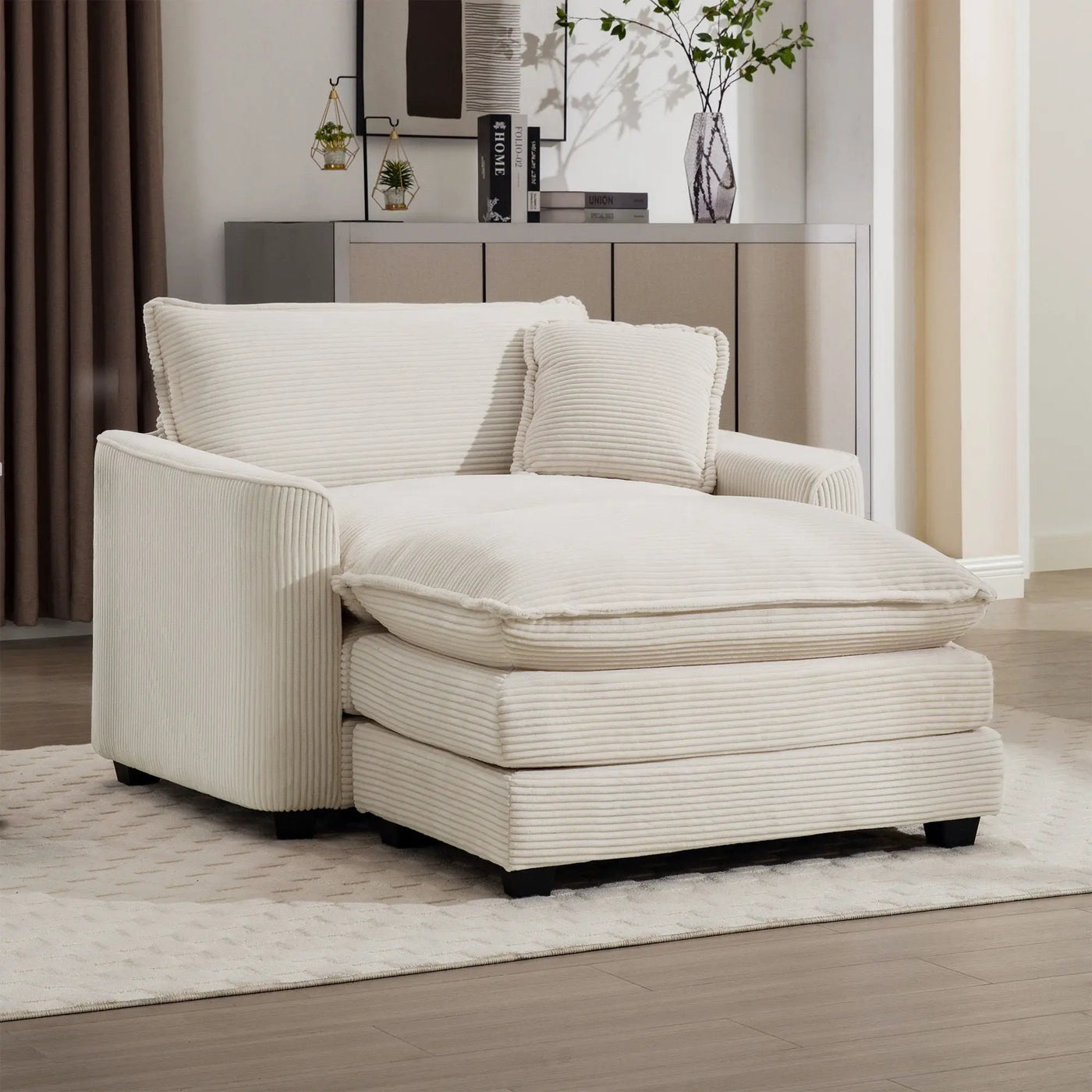 Classic Modern Comfortable Single Chair Deep Seat Sofa With Footstool by HouseOfZazla