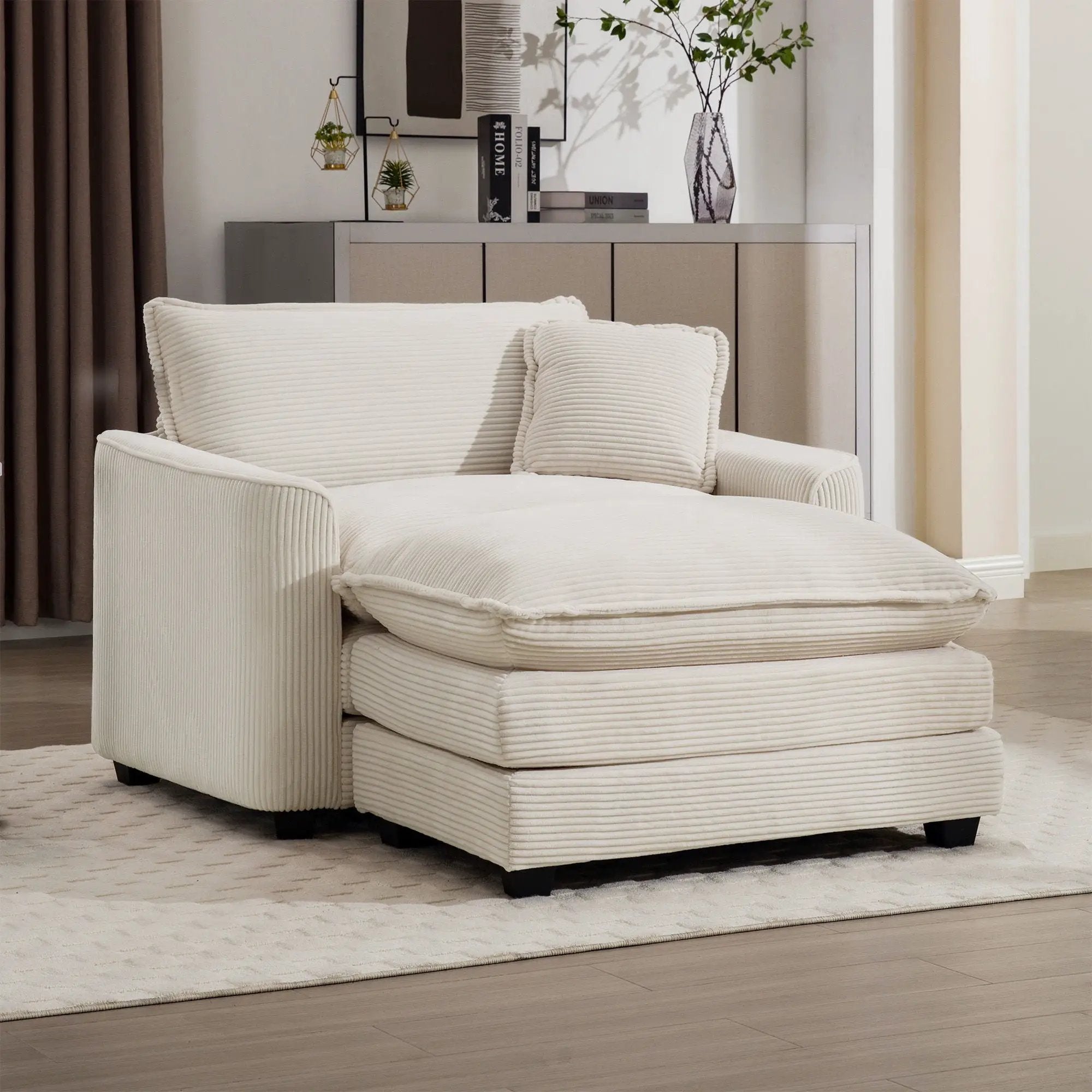 Classic Modern Comfortable Single Chair Deep Seat Sofa With Footstool by Unique Piece Furniture