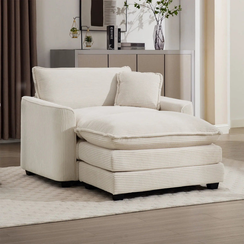 Classic Modern Comfortable Single Chair Deep Seat Sofa With Footstool by Unique Piece Furniture