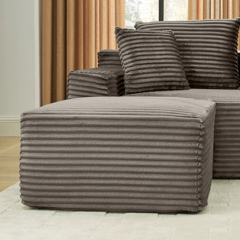 115" Comfy U-Shaped Sectional Modern Boneless Corduroy Couch by HouseOfZazla