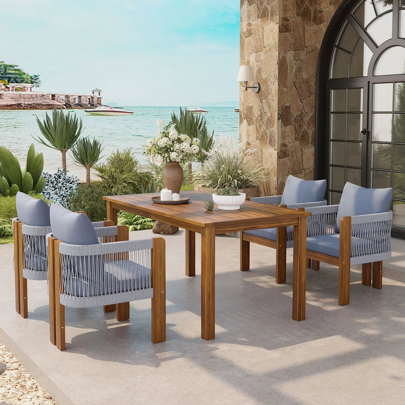 U_STYLE Luxury 5-Piece Outdoor Patio Dining Set for 4 by HouseOfZazla