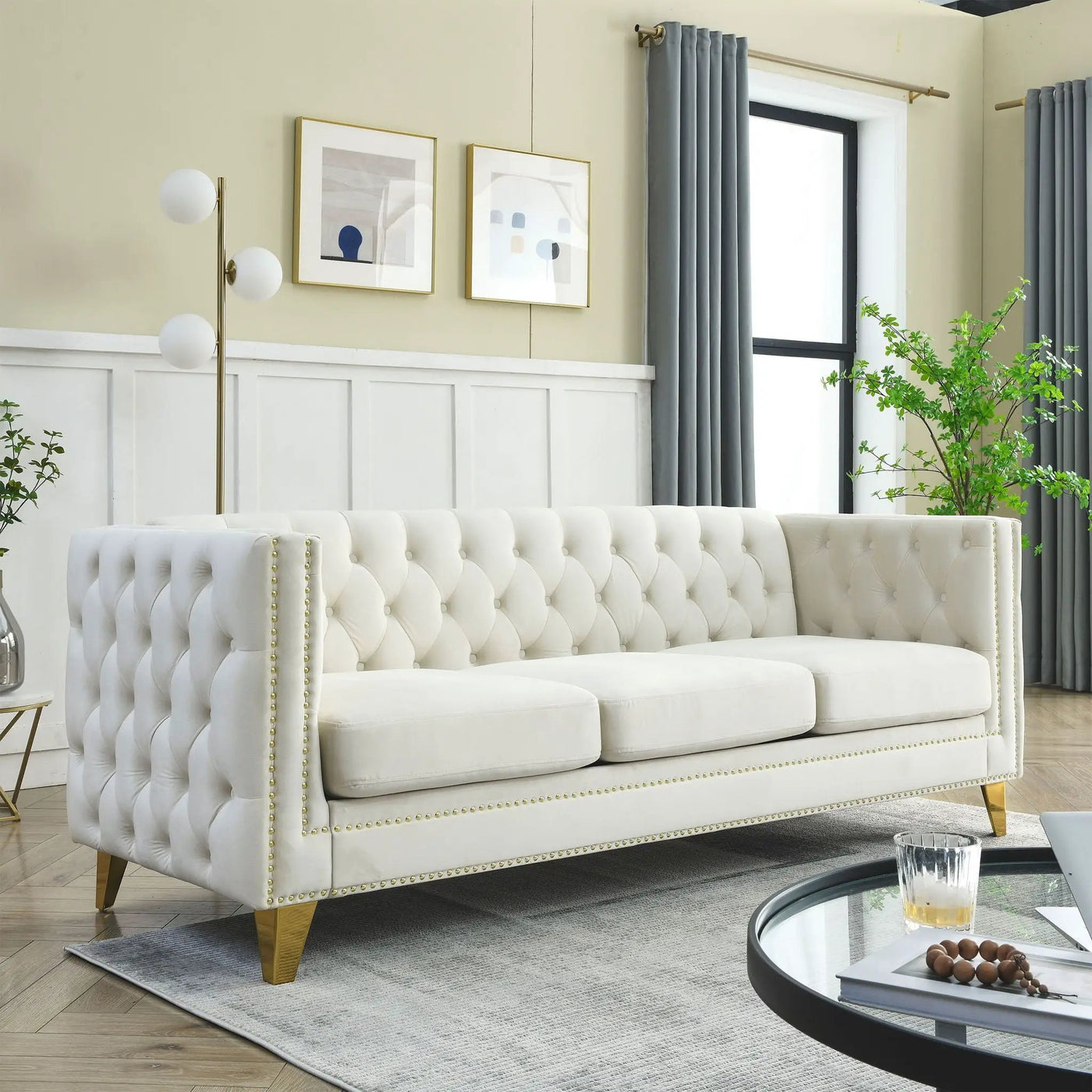 Modern Sofa With Button Tufting, Upholstered Couch For Living Room by HouseOfZazla