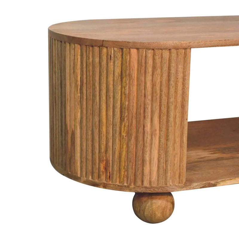 Solid Wood Soba Ball Coffee Table, Open Storage by HouseOfZazla