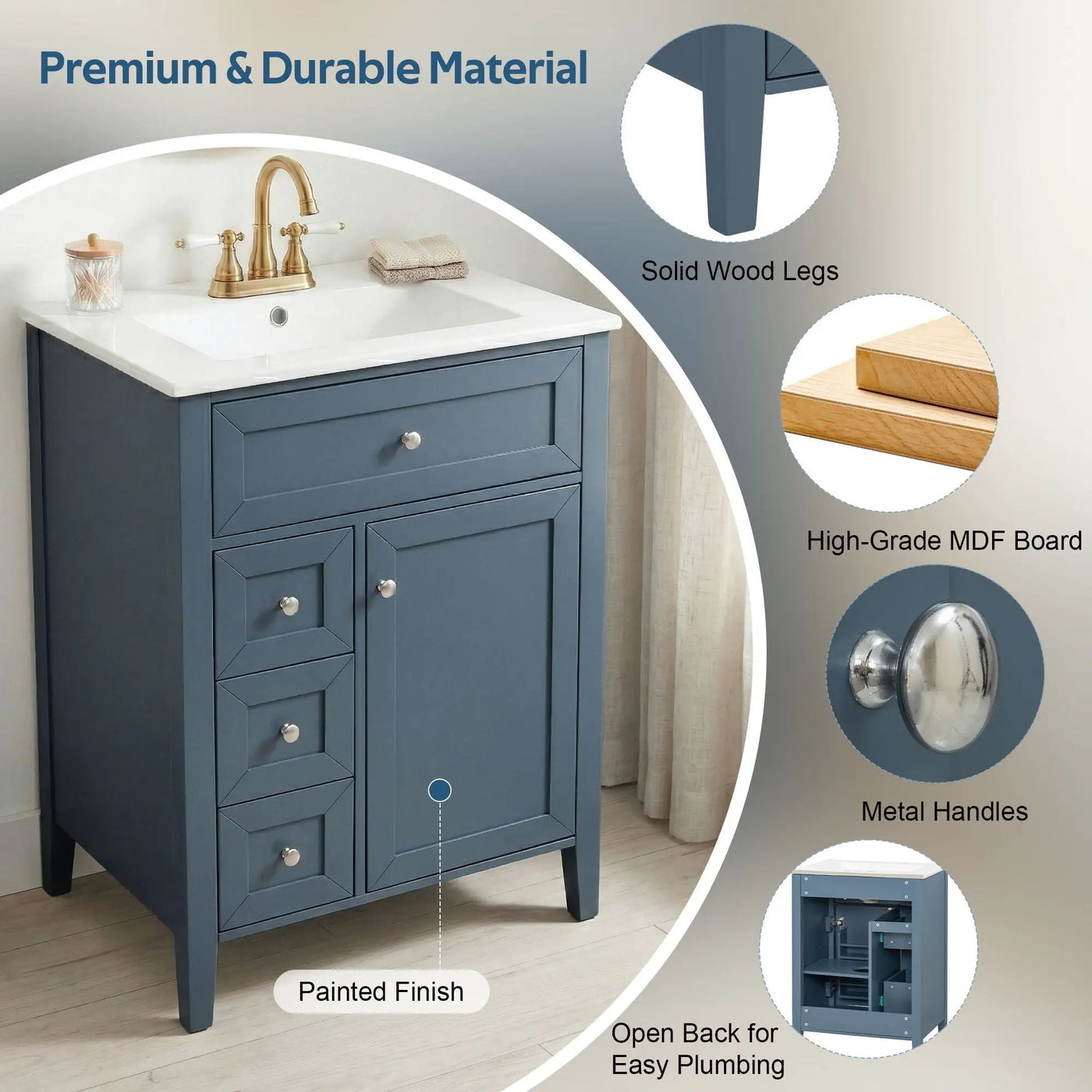 Bathroom Vanity With Sink, Soft Closing Cabinet by HouseOfZazla