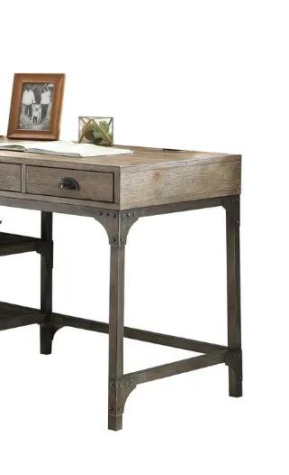 Gorden - Weathered Antique Metal Writing Desk - Oak by Unique Piece Furniture
