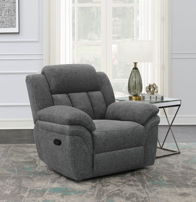 Bahrain Upholstered Glider Recliner Charcoal by Unique Piece Furniture