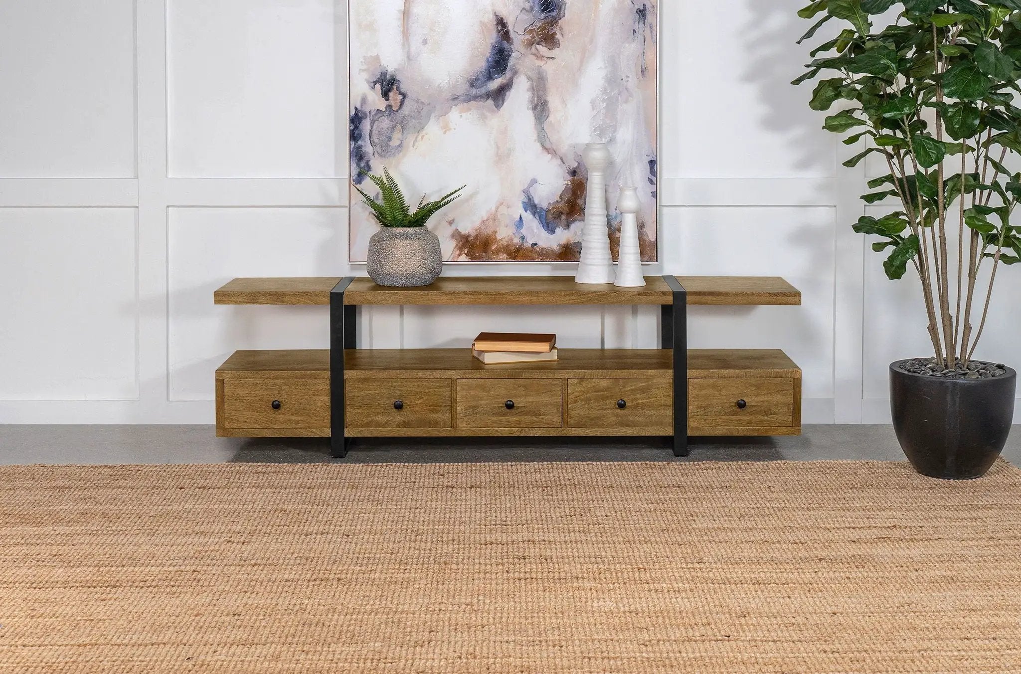Otto 5-drawer Mango Wood 70-inch TV Stand Media Console Brown by Unique Piece Furniture