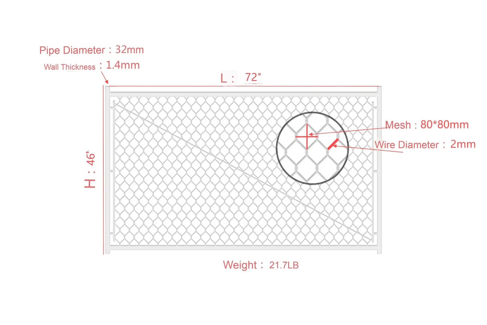 Adjustable 3.8FT Chain Link Walk Gate Kit by HouseOfZazla