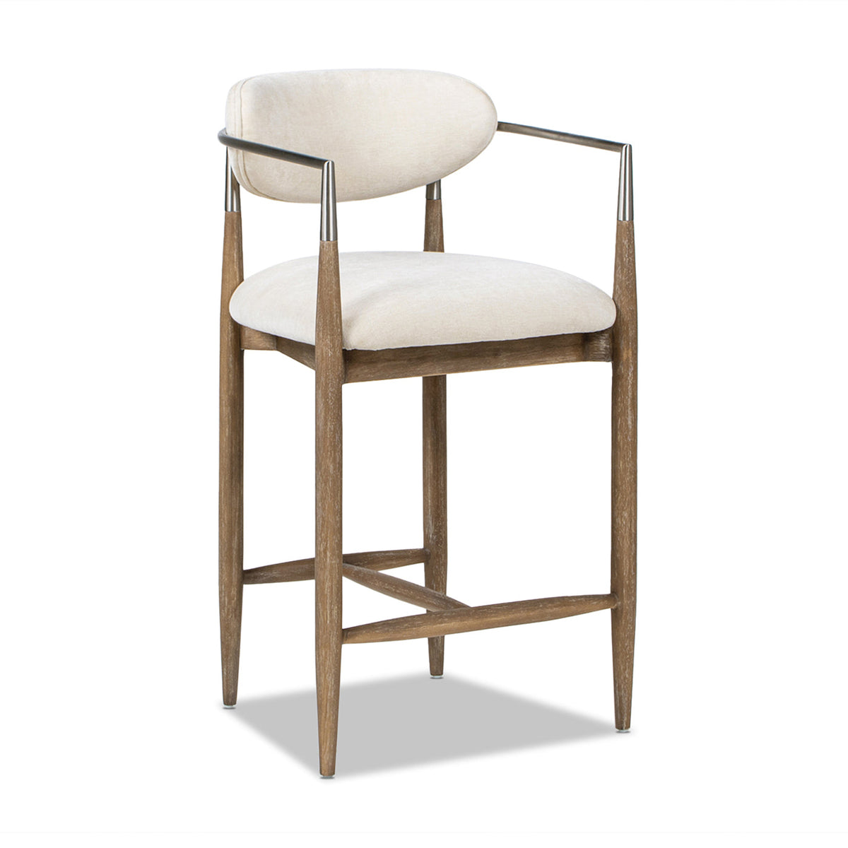 Artemis 26" Mixed Material Upholstered Counter Stool with Solid Rubberwood Frame - Warm, photo 5 of 10