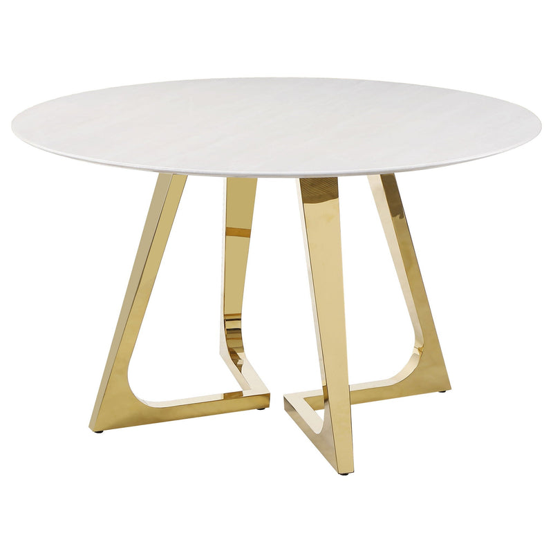 Imani - Round Marble Dining Table - Gold by HouseOfZazla