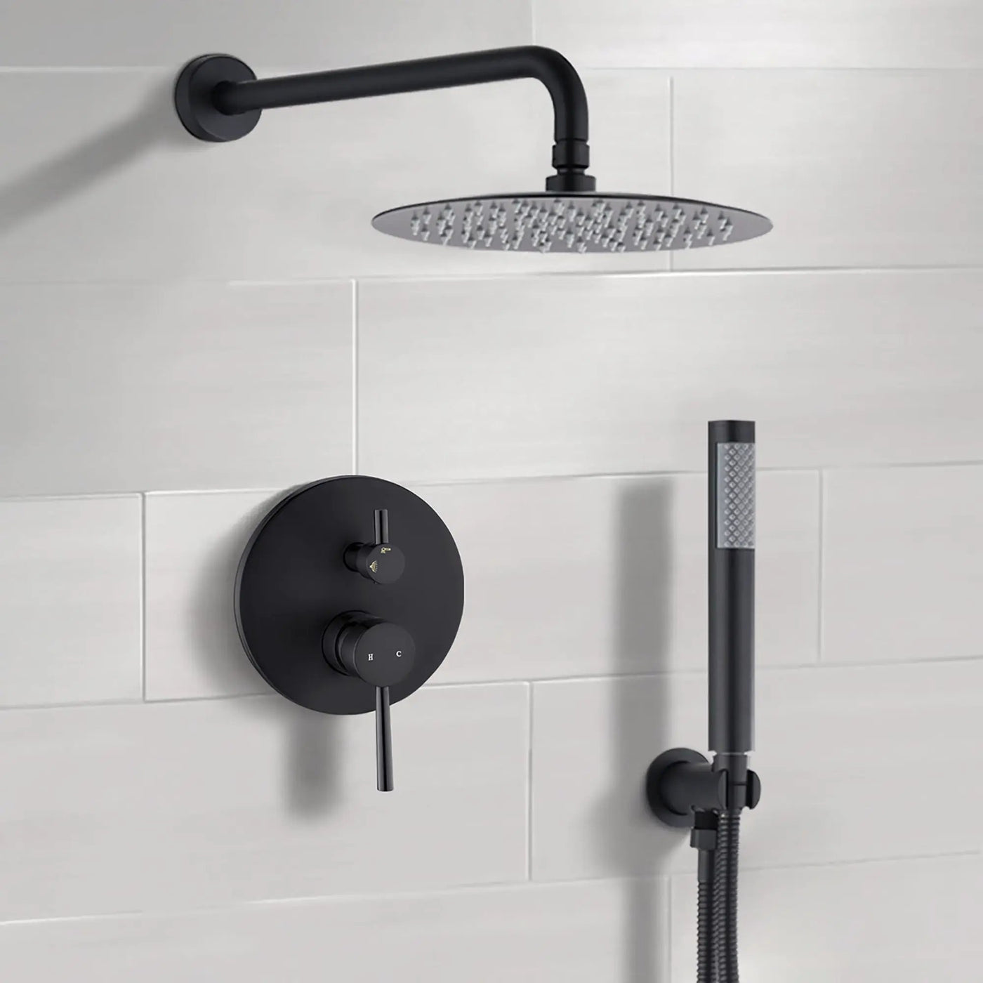 Elegant 10" Round Rain Shower Head And Handheld Set With Adjustable Tilt And Dual Modes by HouseOfZazla