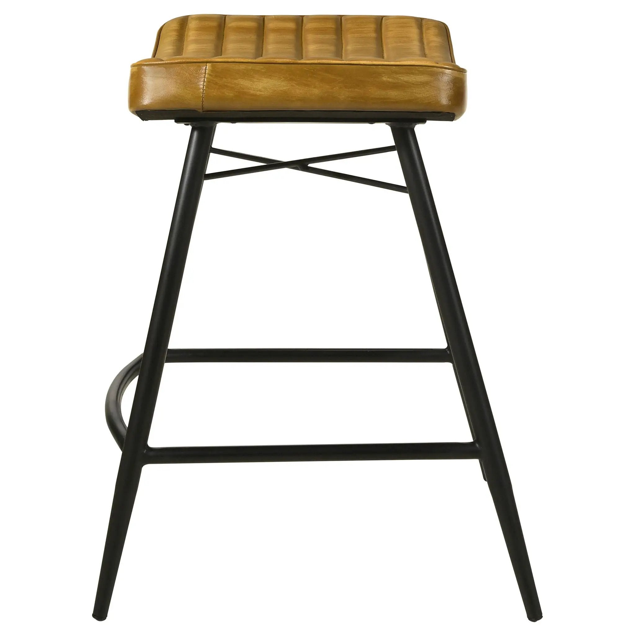 Bayu Leather Upholstered Counter Stool Camel (Set of 2) by Unique Piece Furniture