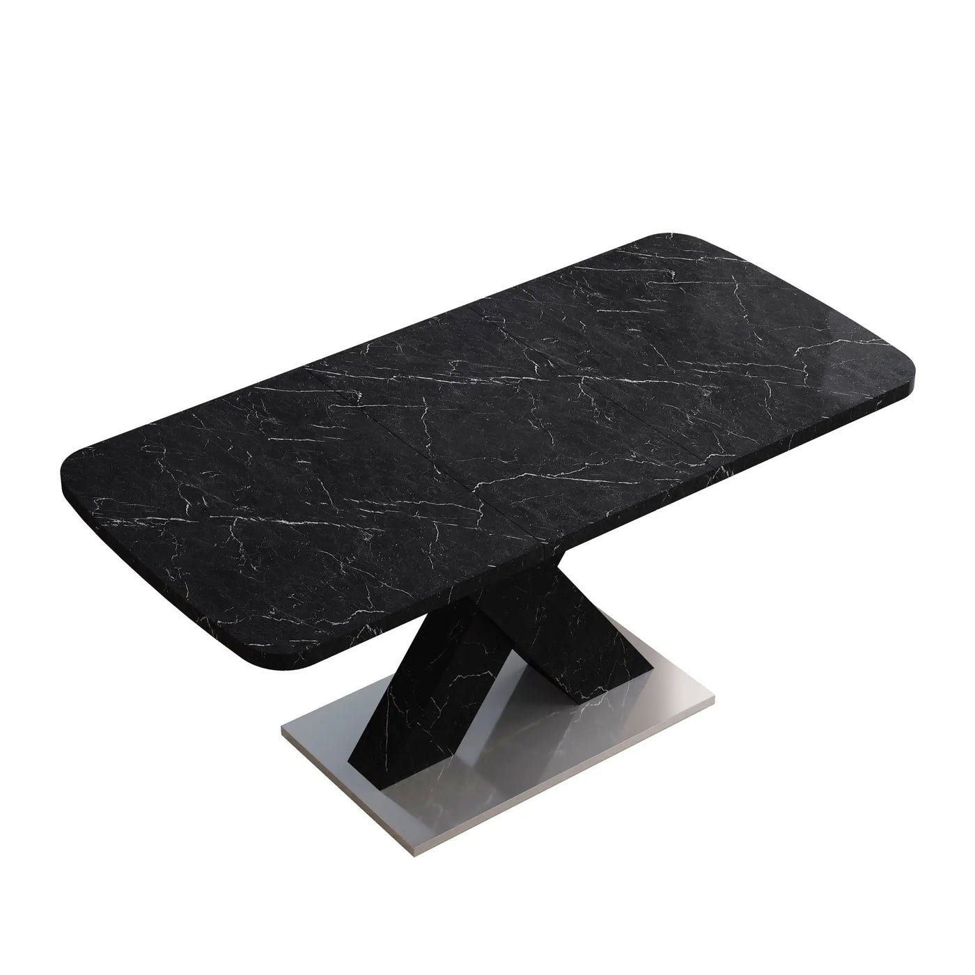 Modern Rectangle Dining Table With Stretchable TopAnd X Shape Legs by HouseOfZazla