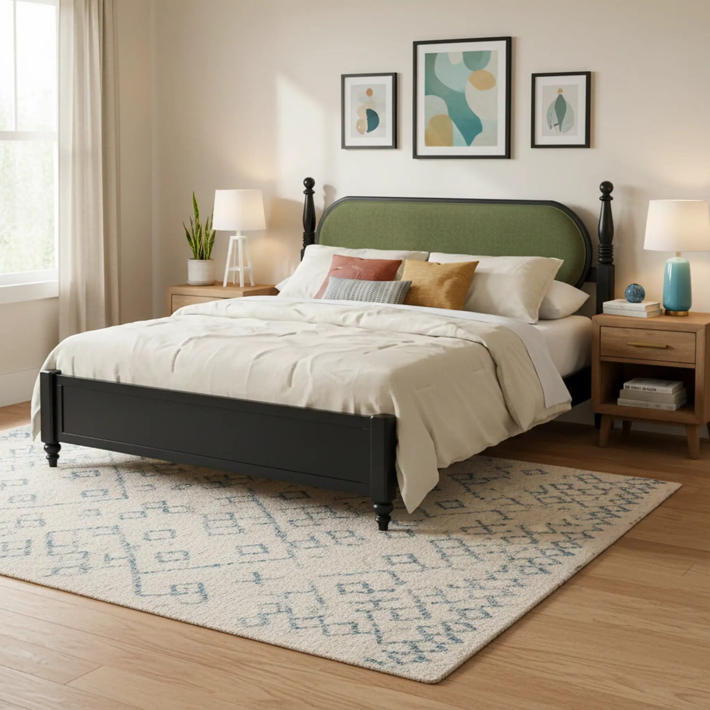 King Bed Frame, Solid Wood Platform with Slats, Modern by HouseOfZazla