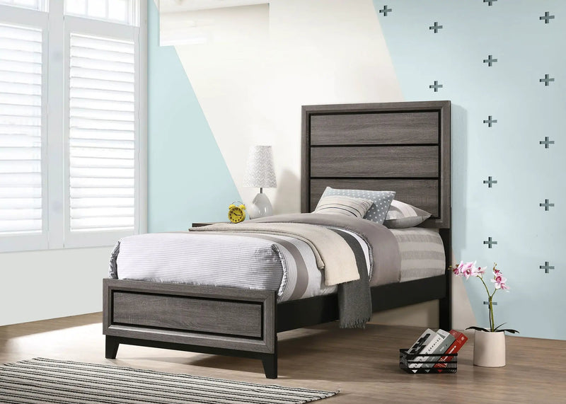 Watson Wood Twin Panel Bed Grey Oak by Unique Piece Furniture
