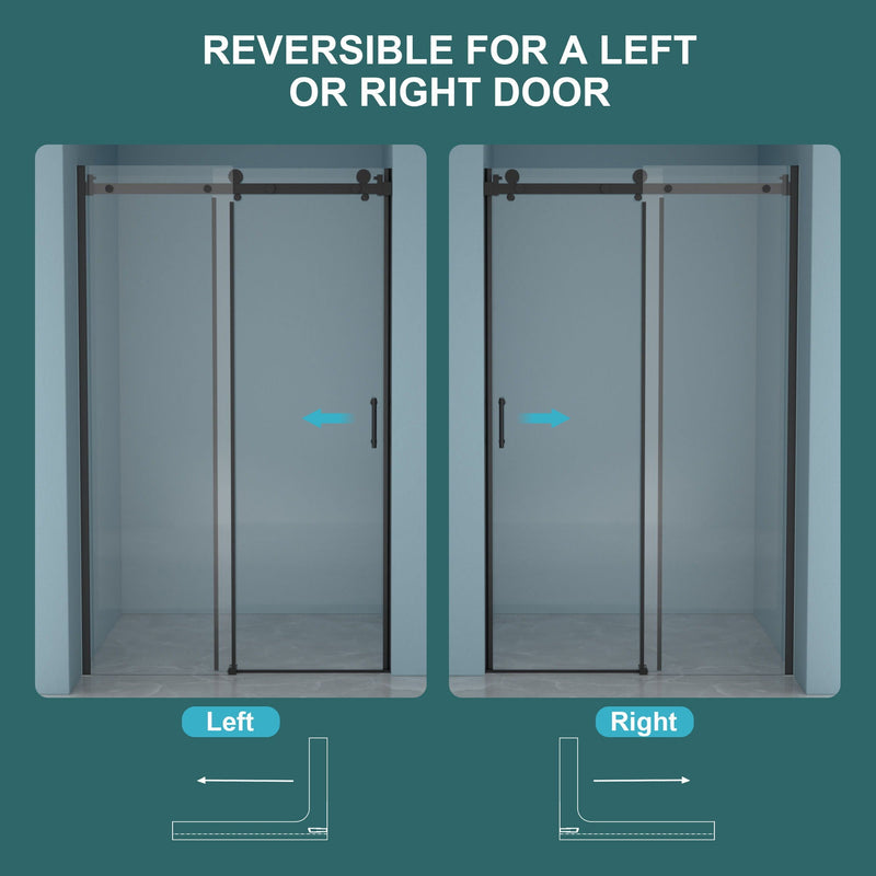 Modern Single Slide Shower Door, Tempered Glass, Stainless Steel Frame by HouseOfZazla