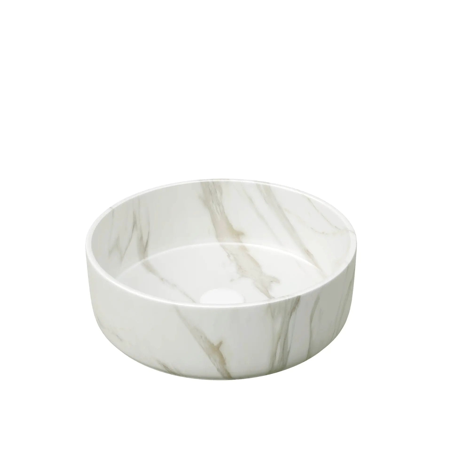 14'' Bathroom Sink, Round Vessel Ceramic Sink with Stone Pattern by HouseOfZazla