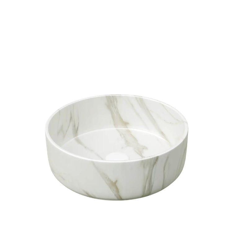 14'' Bathroom Sink, Round Vessel Ceramic Sink with Stone Pattern by HouseOfZazla