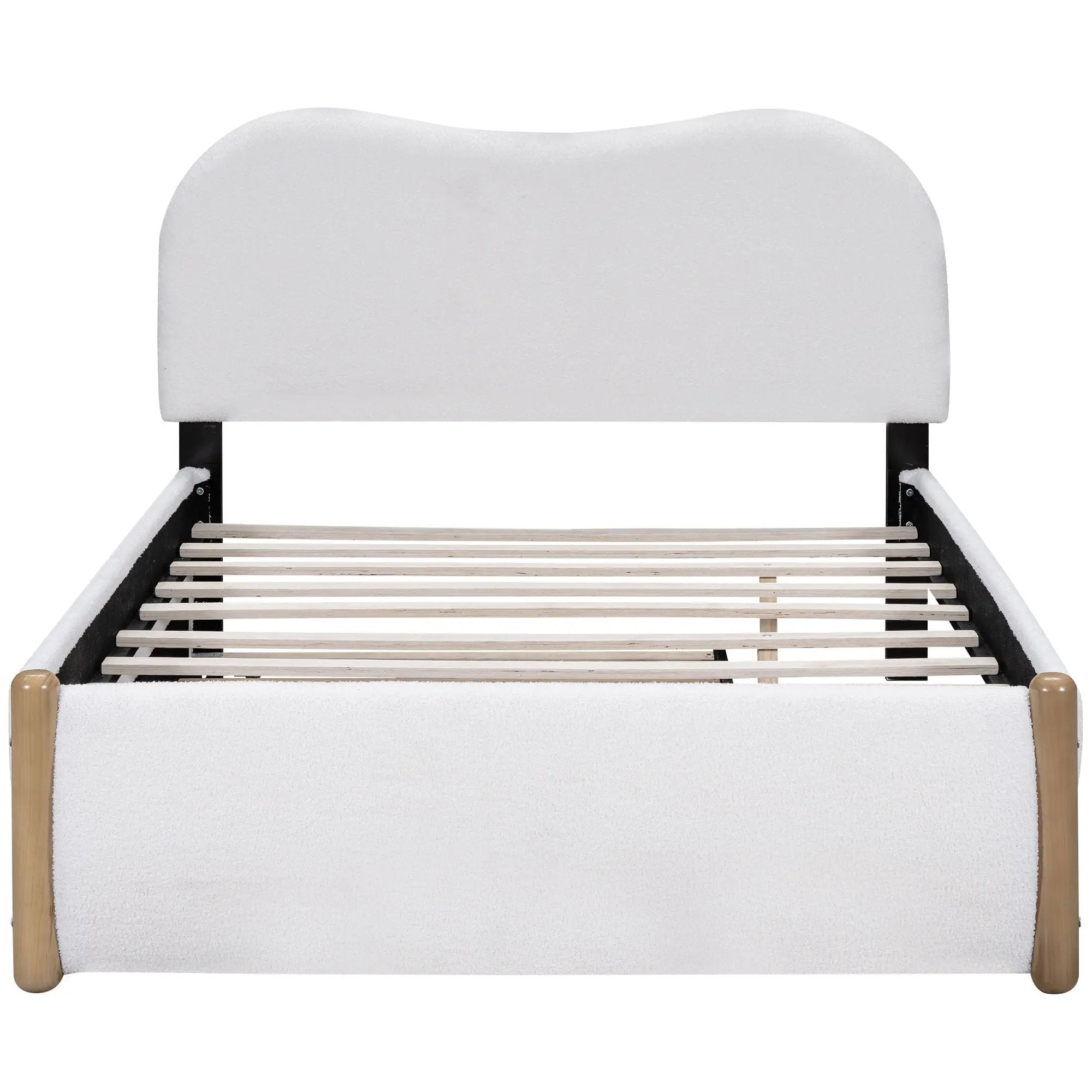 Upholstered Platform Bed With Wood Supporting Feet And Trundle by HouseOfZazla