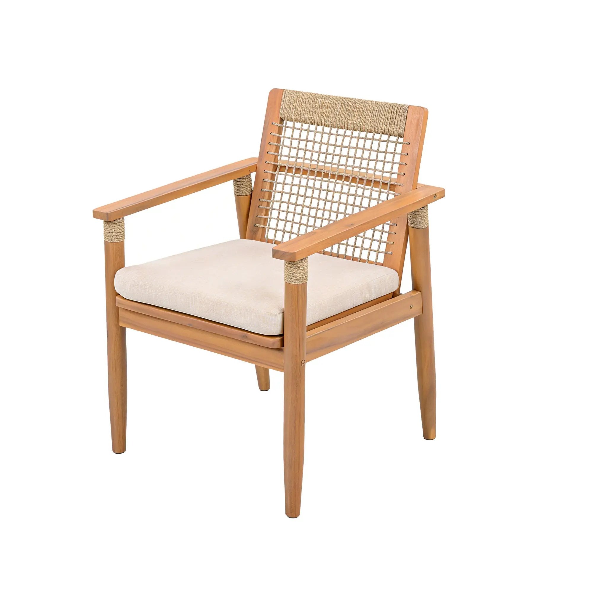 7 Pieces Acacia Wood Outdoor Dining Set with Cushions by HouseOfZazla