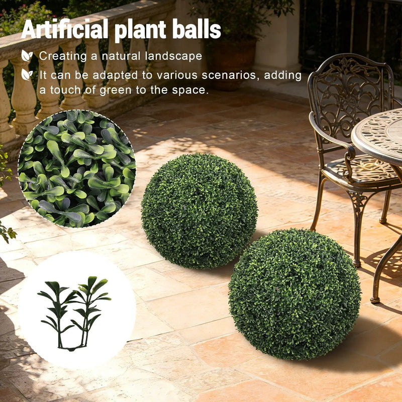 Artificial Topiary Balls, Outdoor Decorative Spheres For Garden (Set of 2) - Green by HouseOfZazla