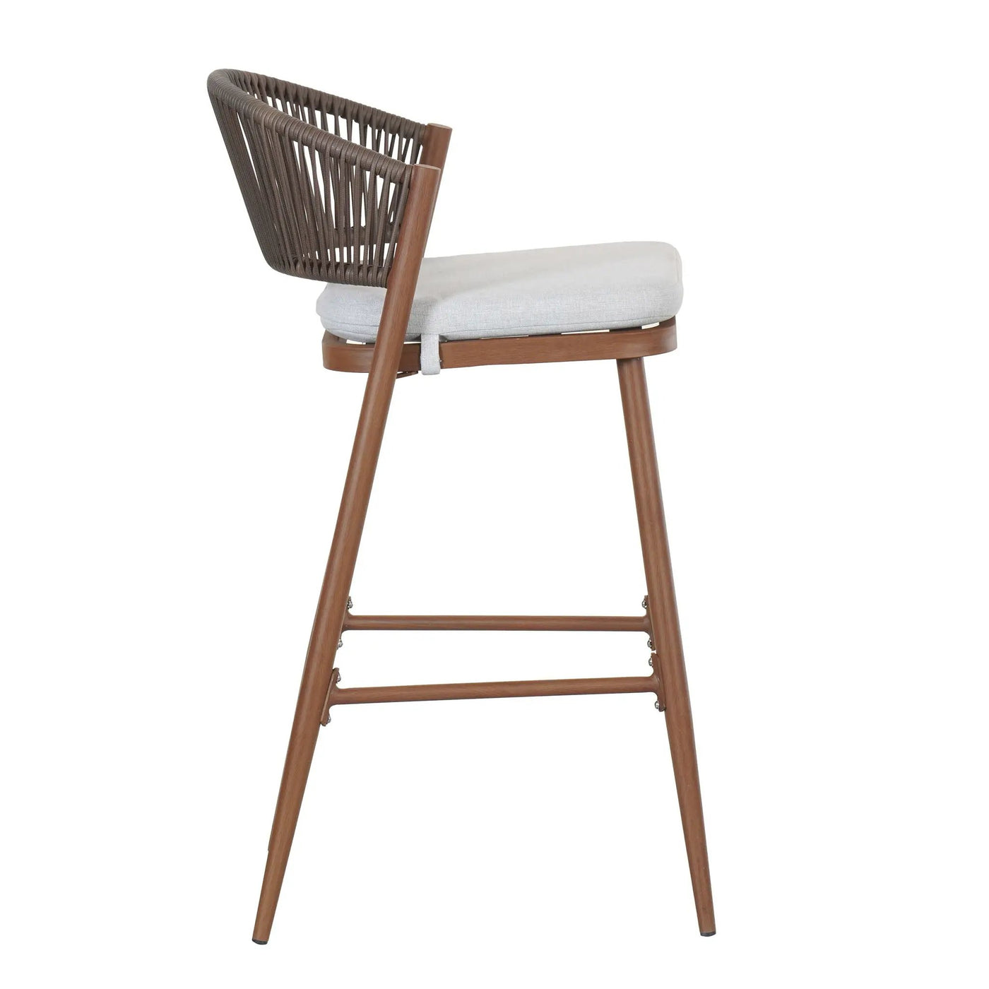 Outdoor Bar Height Metal Frame Counter Stools with Scallop-Shaped Backrest & Water-Resistant Cushions by HouseOfZazla