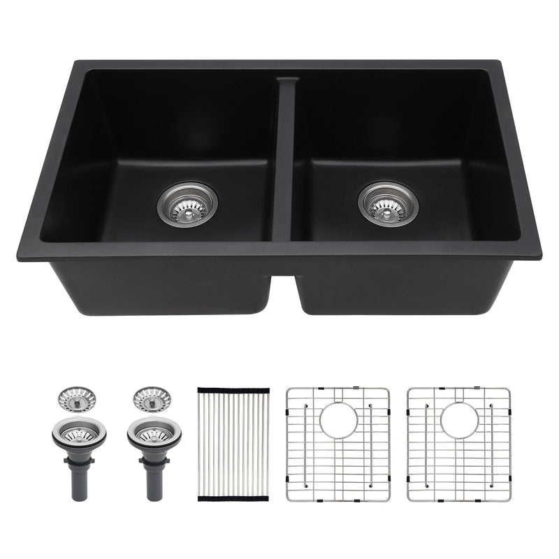 Granite Composite Double Bowl Undermount Kitchen Sink by HouseOfZazla