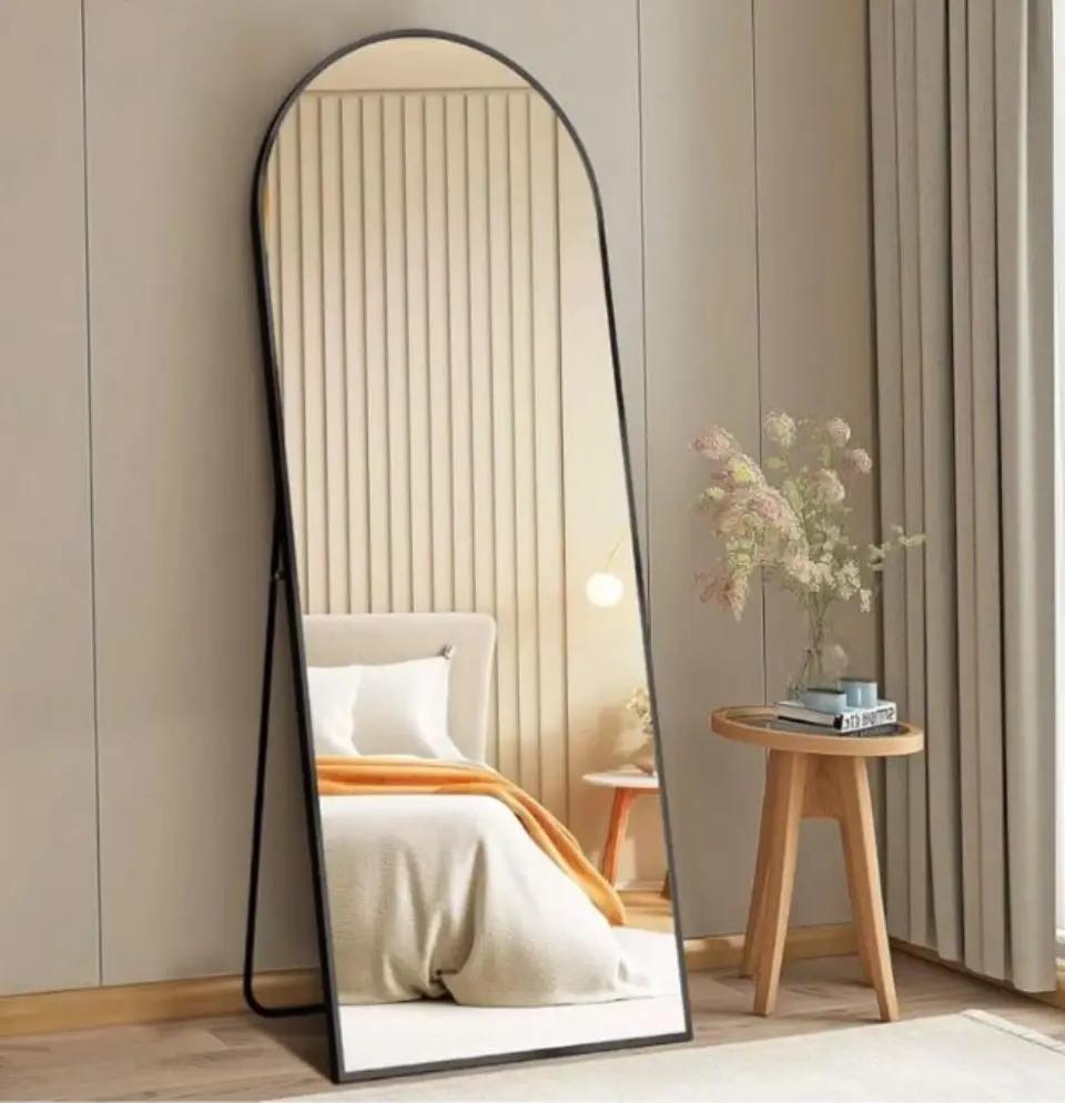 DUMOS Arched Full Length Mirror with Stand 64"x21" Floor Standing Aluminum Frame for Bedroom Body Hanging Leaning Modern Simple Home Decor Shatter-pro by Selzalot