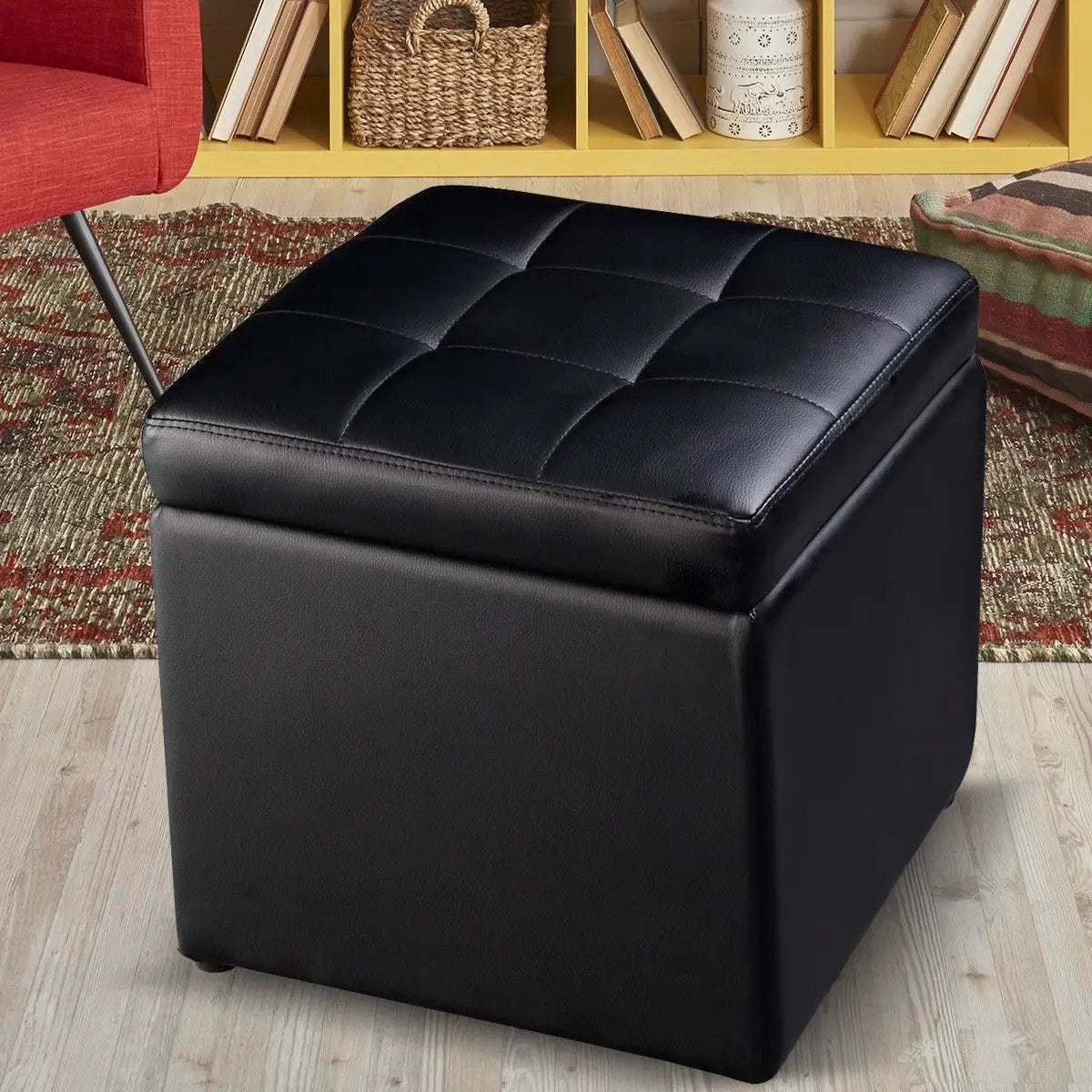 Foldable Cube Ottoman Pouffe Storage Seat by DirectDeals