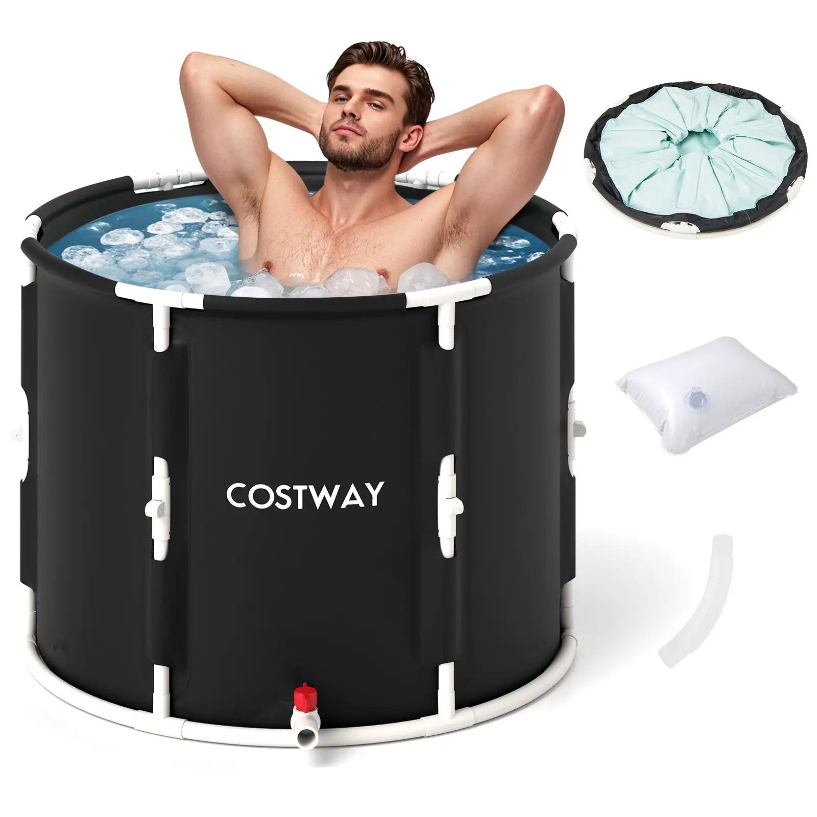 66 Gal Foldable Ice Bath Tub with Lid for Adult by DirectDeals