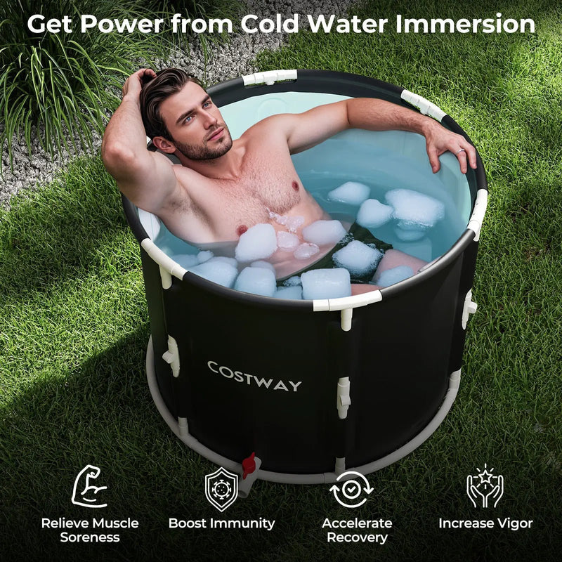 66 Gal Foldable Ice Bath Tub with Lid for Adult by DirectDeals